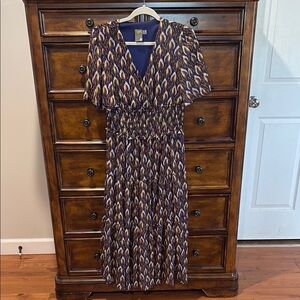 Taylor Purple and Gold Midi Dress